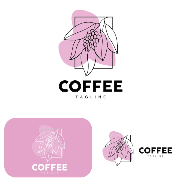 Koffie Logo Coffee Tree Design Cafe Drink Vector Icon Merk Illustratie Symbool