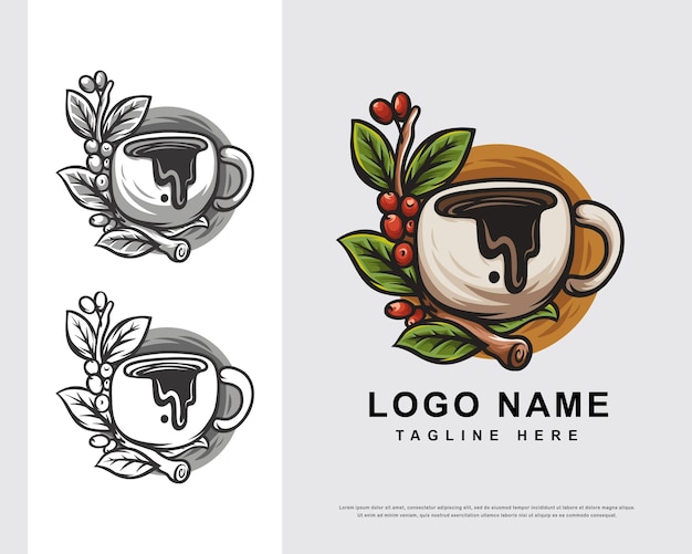 Koffie logo karakter ontwerp