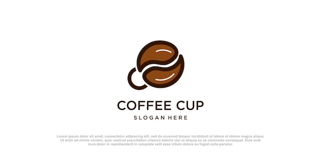 Koffie logo ontwerp idee met abstract concept