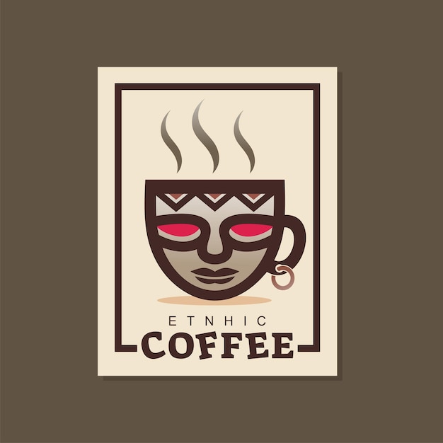 Koffie logo-ontwerp met etnisch ontwerpconcept