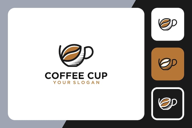 Koffie logo ontwerp met kop