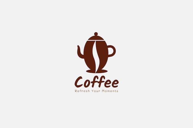 Koffie logo ontwerpsjabloon. het concept voor de barista-koffiepot, hete koffie voor het winkellogo