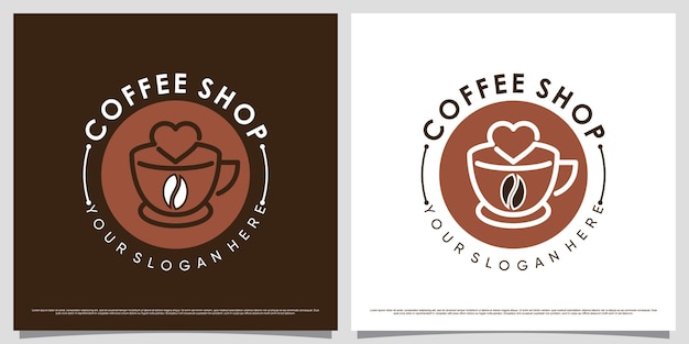 Koffie logo ontwerpsjabloon met creatief element en uniek concept