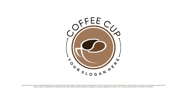 Koffie logo ontwerpsjabloon voor café of restaurant met bekerpictogram en creatief element