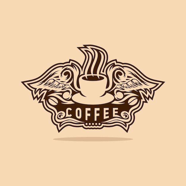 Koffie logo premium ontwerp vector