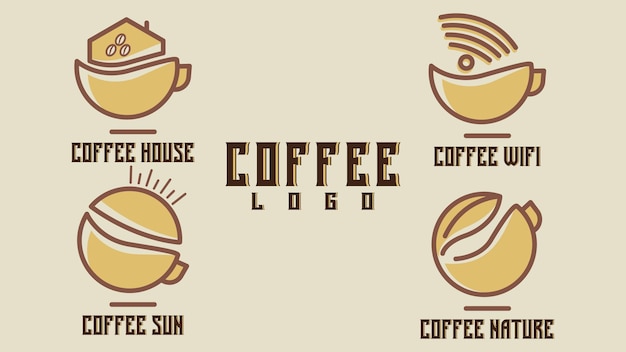 Koffie logo set ontwerp inspiratie koffiekopje vintage badge coffeeshop koffie logo illustratie Vector illustratie