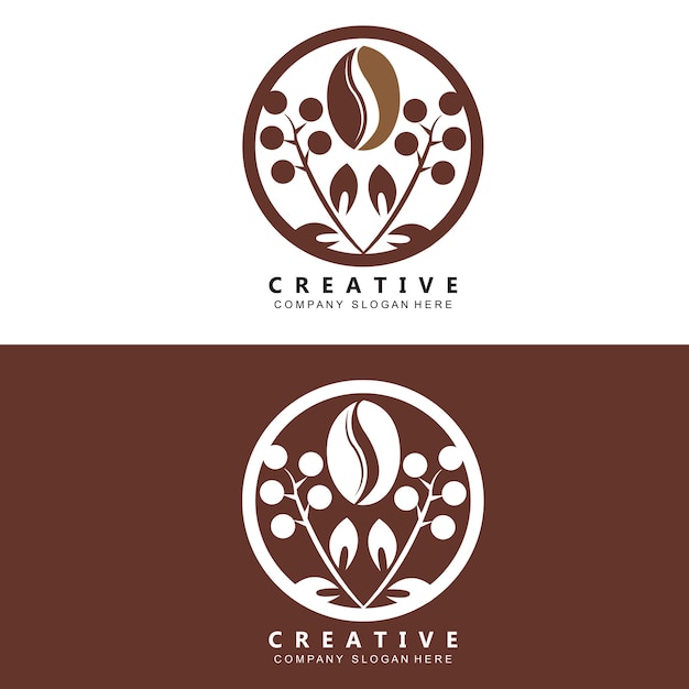 Koffie Logo Vector Cafeïne Drinken Symbool Met Koffie Bruine Kleur Ontwerp Voor Restaurant Café En Bar