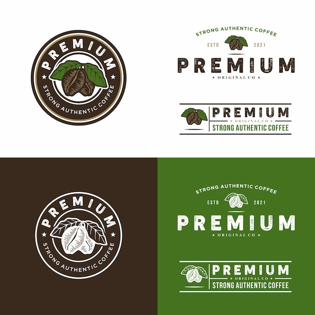 Koffie logo vector illustratie koffieboon ontwerp set embleem