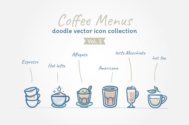Vector koffie menu's doodle vector icoon collectie