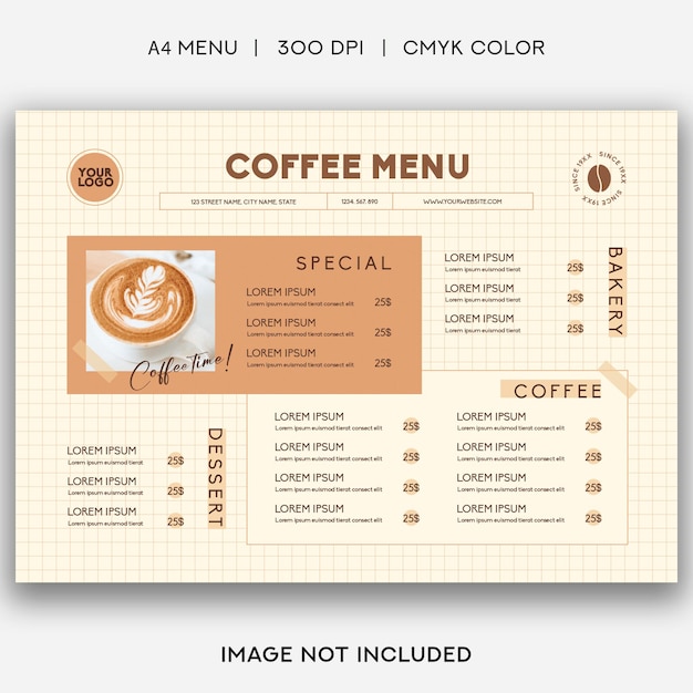 Koffie menu vector sjabloon