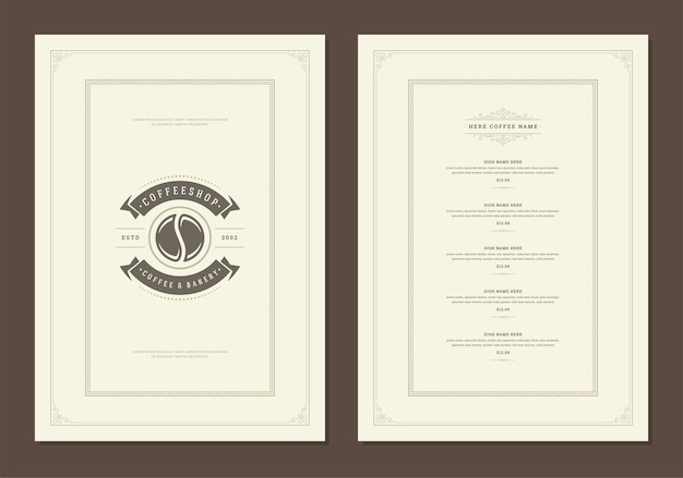 Koffie menusjabloon ontwerp flyer voor bar of café