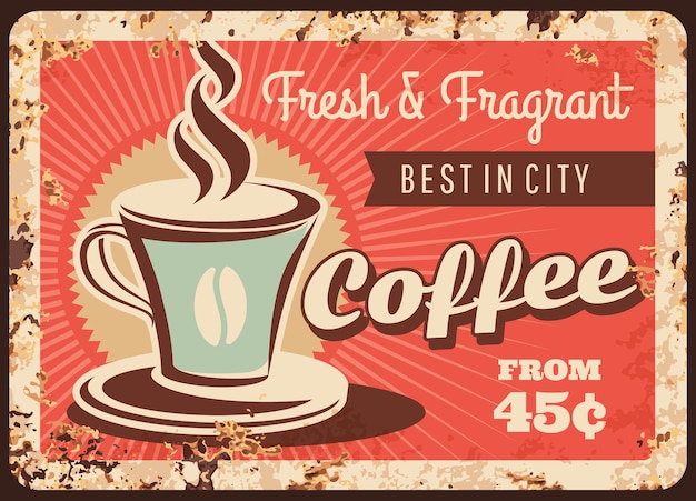 Koffie metalen roestige plaat café poster