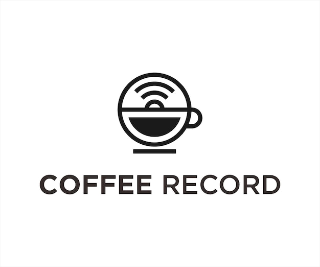 Koffie Muziek Opname Logo Ontwerp Vector Illustratie