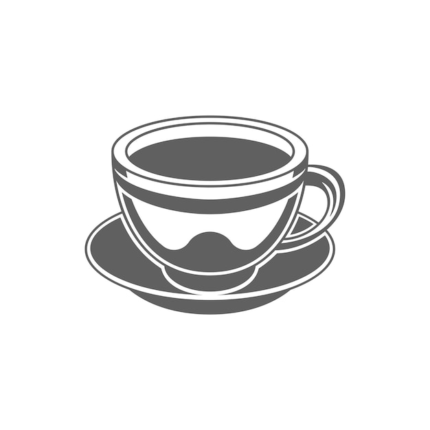 Koffie of thee beker met vector illustratie silhouet geïsoleerd op een witte achtergrond