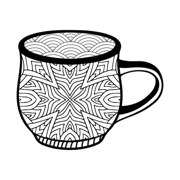 Koffie of thee kopje doodle stijl kleurplaten