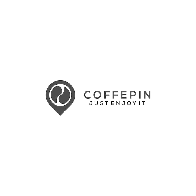 Koffie pin logo ontwerp vector