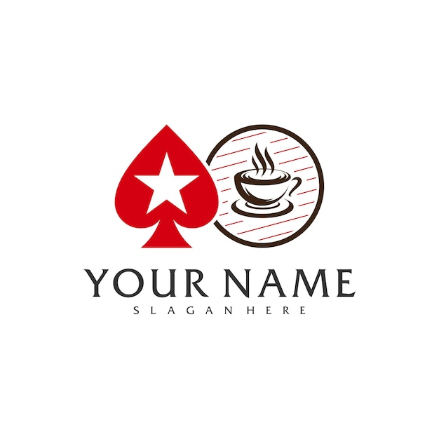 Koffie poker logo vector sjabloon creatieve poker logo ontwerpconcepten