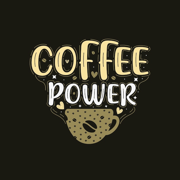 Koffie power handgetekende stijl