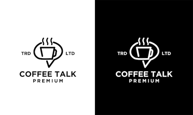 Koffie praten chat eenvoudige zwarte vector logo ontwerp illustratie