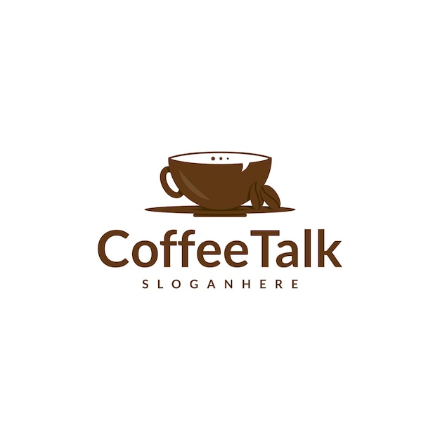 Koffie praten logo ontwerp vector Koffiekopje en Chat Speech Bubble Icon