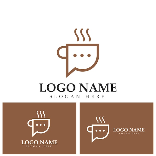 Koffie praten logo vector pictogram illustratie