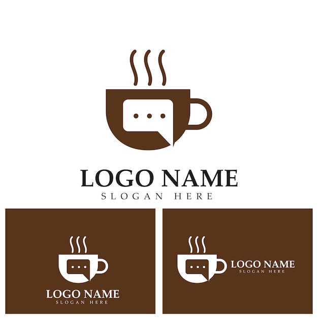 Koffie praten logo vector pictogram illustratie