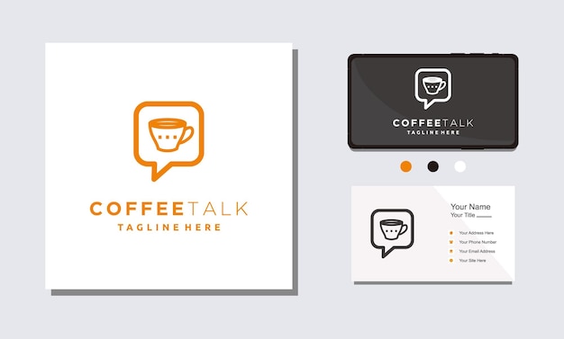 Koffie praten minimalistische logo ontwerp symbool vector