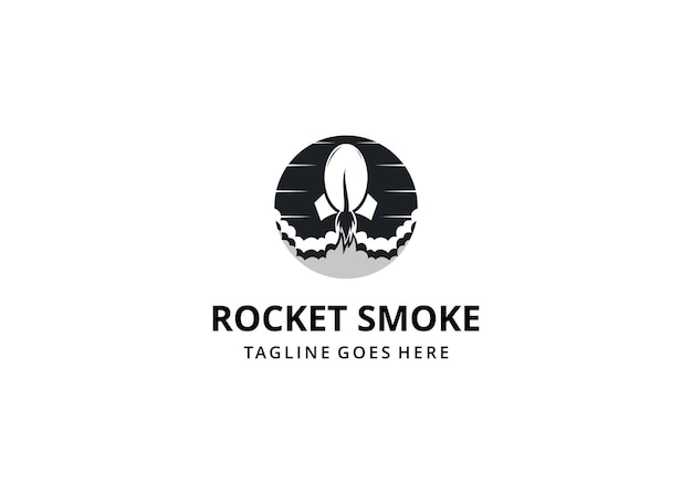 Vector koffie raket logo ontwerp illustratie met rook