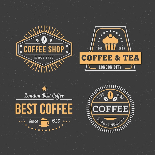 Koffie retro logo set