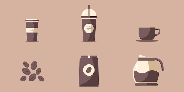 Vector koffie set illustratie plat ontwerp