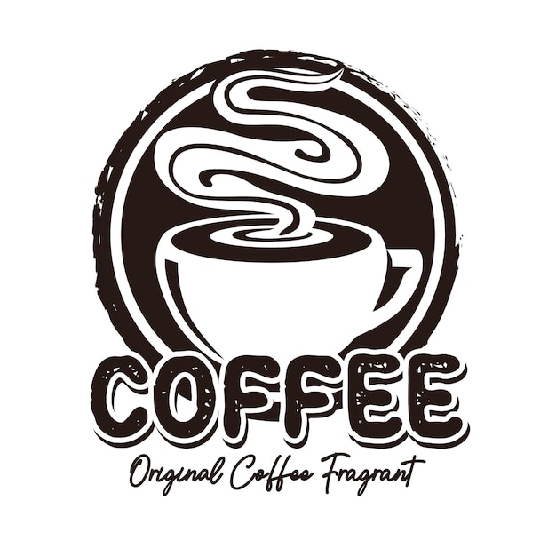 Koffie Stempel Logo Ontwerp Retro Vintage