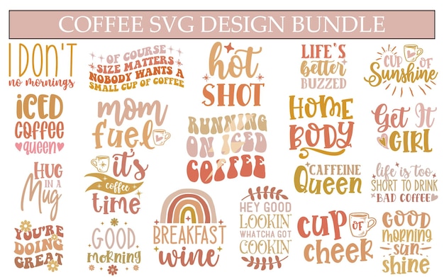 Vector koffie svg design bundle