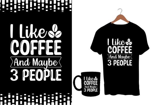 Vector koffie t-shirt design, belettering citaat van koffie met een schets, cafe krijtbord ontwerpsjabloon