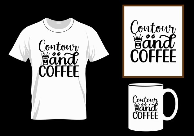 Vector koffie t-shirt design, svg, belettering citaat van koffie met een schets, café krijtbord ontwerpsjabloon