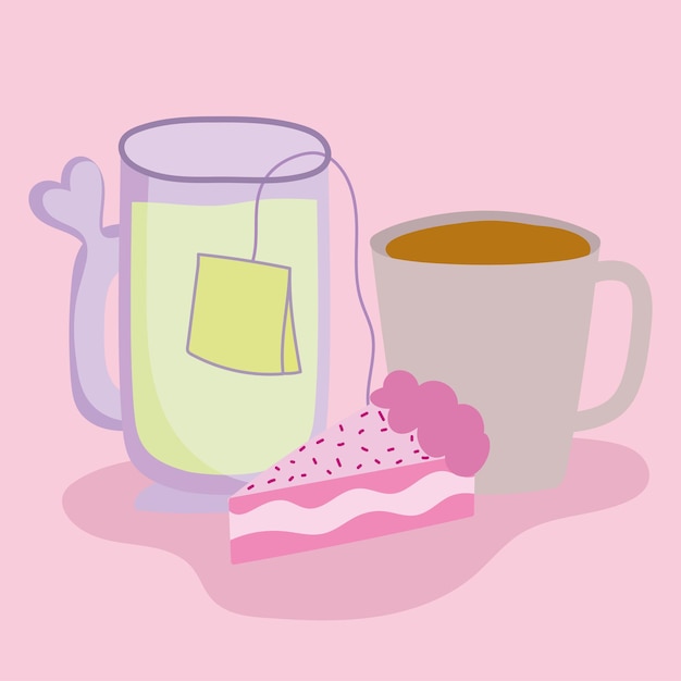 Vector koffie thee en cake