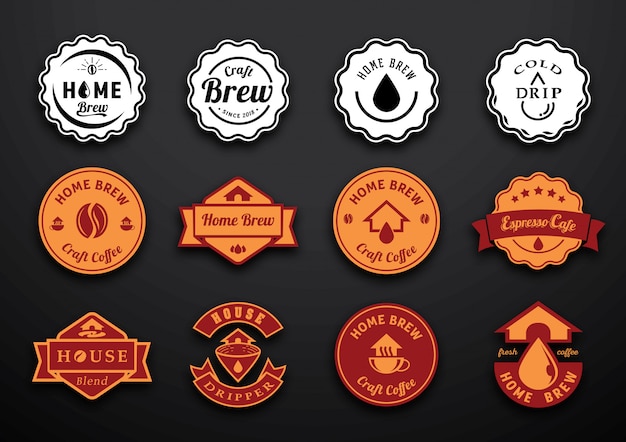 Koffie thuis brouwen badge ontwerp