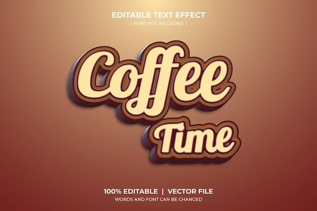 Vector koffie tine teksteffect stijl bewerkbaar teksteffect