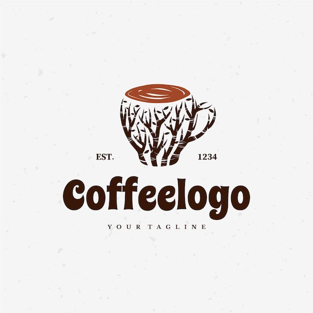 Koffie twijgen logo premium vector