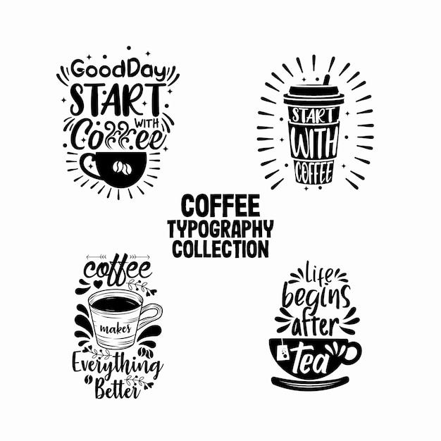 Koffie typografie collectie voor café decoratie