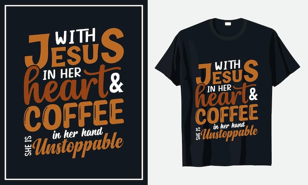 Koffie typografie tshirt ontwerp Premium Vector
