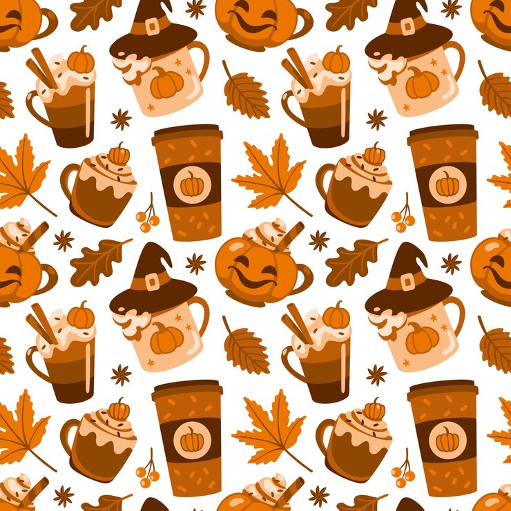 Koffie van verschillende soorten. Gezellige afdruk. Herfst stemming. Naadloze patroon. Vector.