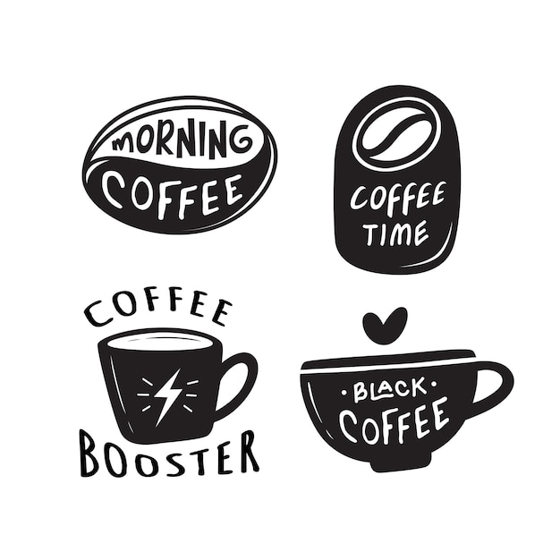 Koffie vector logo ontwerp pictogrammalplaatje gebruikt voor coffeeshop etiketten badges embleem