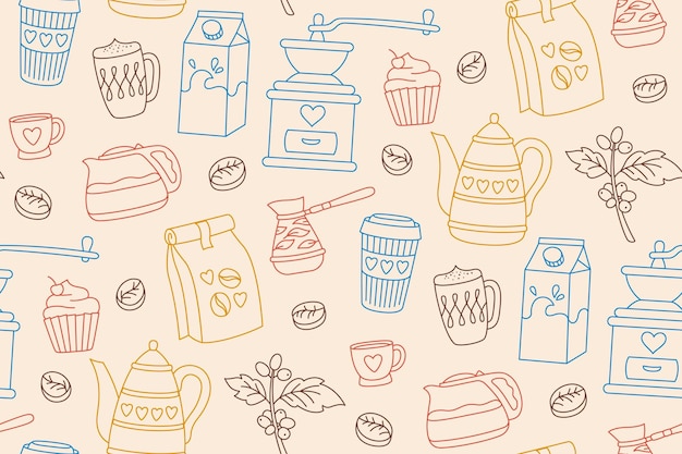Koffie vintage naadloze patroon beker drinken bonen ontbijt grenzeloos ornament eindeloos ontwerp menu