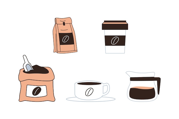 koffie winkel elementen decorontwerp vector illustratie