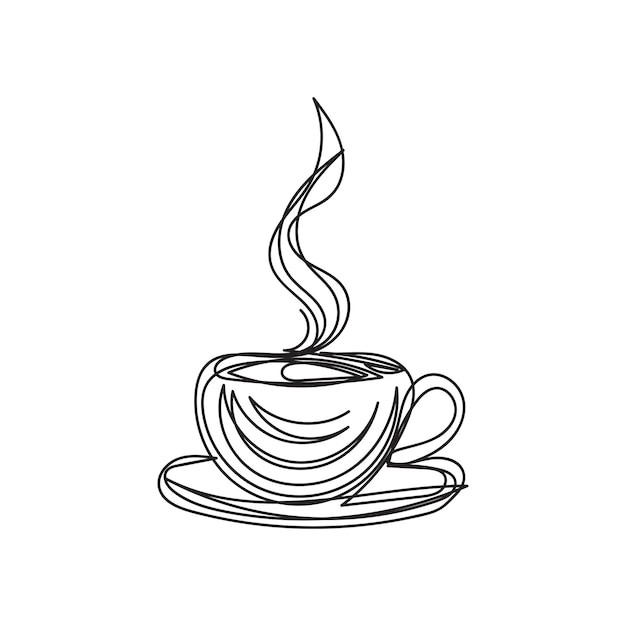 Koffiebeker één lijn kunstontwerp