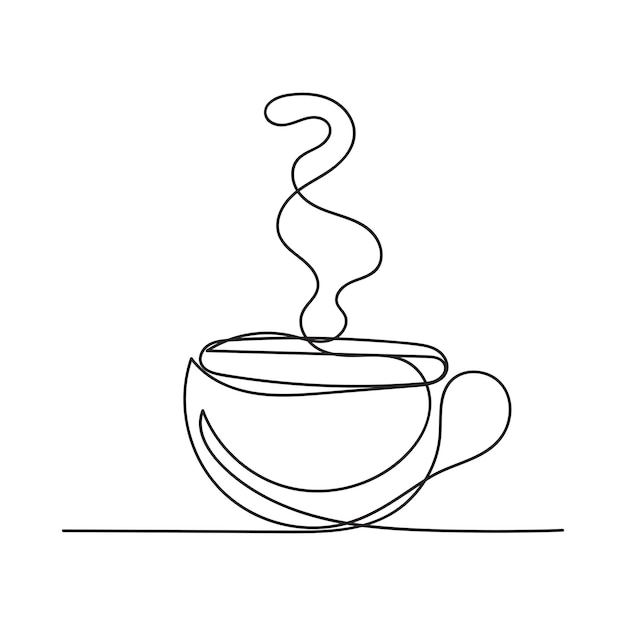 Koffiebeker één lijn kunstontwerp