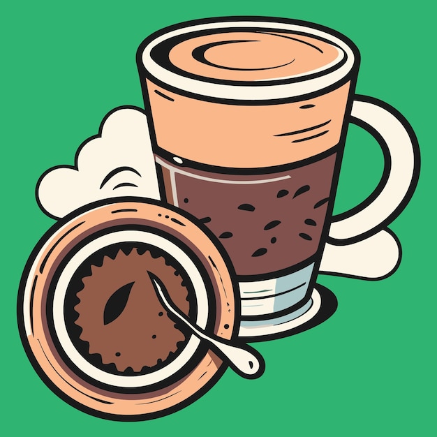 Koffiebeker met illustratie van koffiebonen