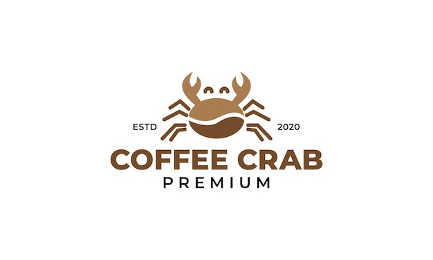 Koffiebonen met krab logo ontwerp illustratie