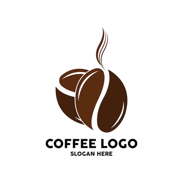 Koffieboon drankje logo ontwerp in bruine kleur vectorillustratie