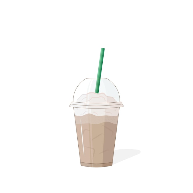 Koffiedrank Iced cappuccino zomer verfrissend drankje transparante plastic beker met koffie enkel object vectorillustratie